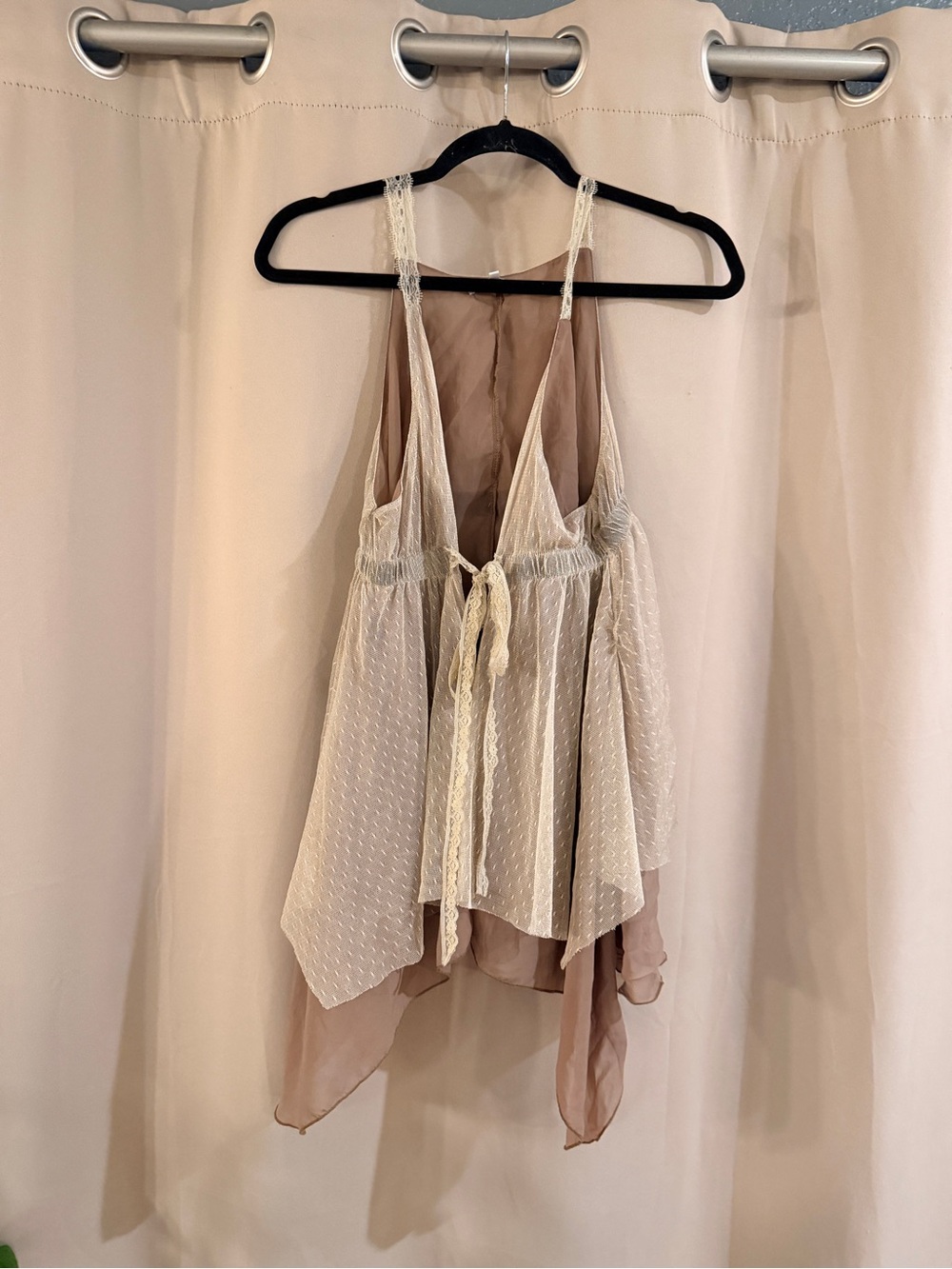 Mystree Brown Sheer Layered Tank Top